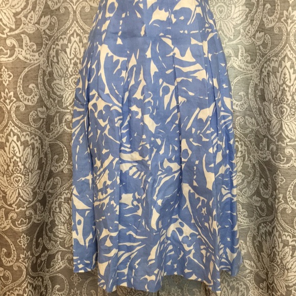 Lauren Ralph Lauren Linen Dress A Line Surplice Cut Blue and White Size 8 - Picture 6 of 15